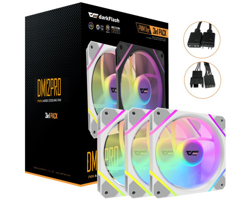 KIT 3 VENTILADORES AUXILIAR DM-12 120 PRO A-RGB BLANCO DARKFLASH (Espera 4 dias)